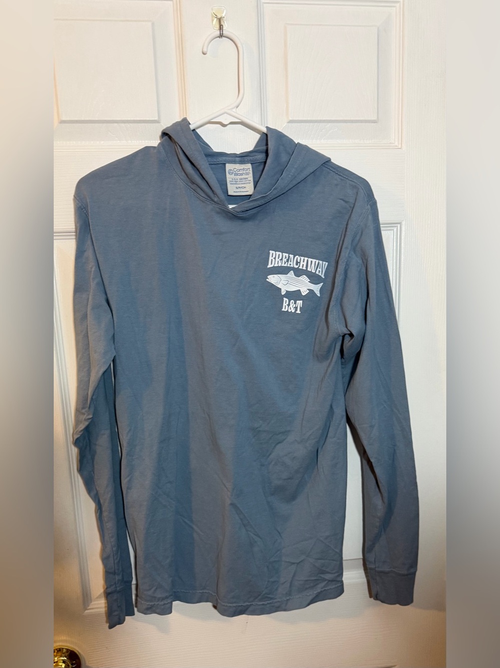 Bait & Tackle Long Sleeve Hooded Tee - Blue, Size S